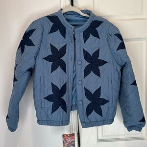NWT grandma chic blue Gacaky jacket coat quilt like sz small